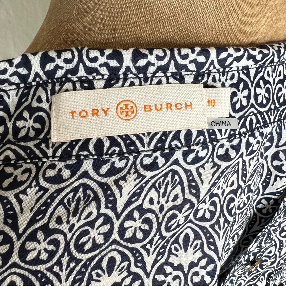 Tory Burch Cotton Collared Button Down Blouse Nav… - image 8